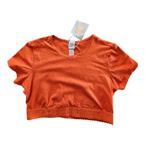 Savage X Fenty Tops - Savage × Fenty NWT Cropped Logo Orange Cotton Short Sleeve Top T-Shirt sz S
